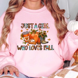 Just A Girl Who Loves Fall, Pumpkin Spice T-Shirt,  Fall Shirt, Thanksgiving Gift, Cute Fall Shirts for Women, Fall Lover&#39;s Shirt