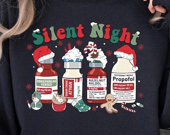 Silent Night Christmas Nurse Shirt, Doctor Sweatshirt, Er Nurse Sweatshirt, Nurse Shirt,  Nurse Christmas Sweatshirt, Nicu Christmas Shirt,