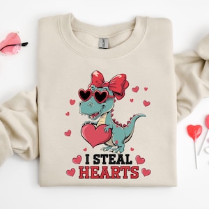 I Steal Hearts Valentines Day Shirt, Dinosaur Heart Shirt, Dinosaur Valentine Shirt,Valentine shirt,T-Rex Valentines Day Valentines day gift
