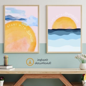 Start with Bismillah, End with Alhamdulillah, Islamic wall art, Poster, Digital print, Kids room, Muslims House