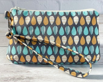 Teardrop print zippered wallet pouch