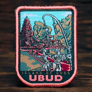 Bali Ubud Patch – Spiritual & Cultural Iron-On Patch, Bali Travel Souvenir, Ubud Woven Patch, Temple Souvenir, Bali Adventure Patch