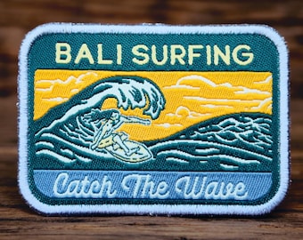 Bali Surf Patch – Surfing Iron-On Badge, Adventure Wave Patch, Indonesia Souvenir, Ocean Travel Gift, Surfer Collectible Patch, Surf Gift