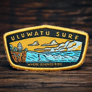 Surfpatch Bali - Uluwatu geweven opstrijkbare patch, surfbadge, Indonesië patch, patch tropische reizen, Bali surfen souvenir, cadeau oceaanliefhebber