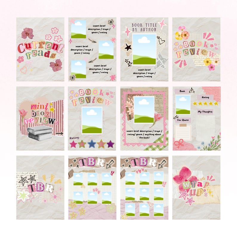 52 Scrapbook Themed Bookstagram Canva Templates for Instagram