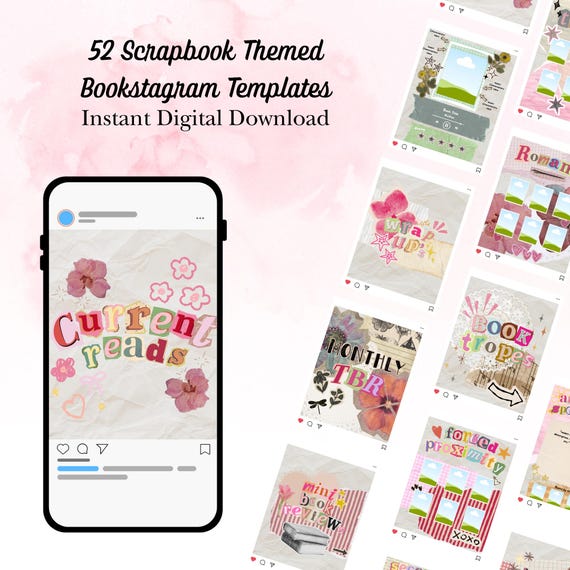 52 Scrapbook Themed Bookstagram Canva Templates for Instagram