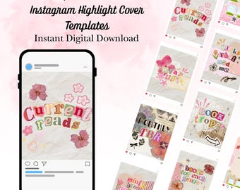 Scrapbook Instagram Highlight Covers | Bookstagram Canva Icons | Book Lover Story Highlights | Editable Templates