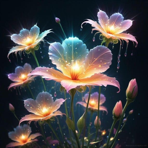 Magical Flower Art, Fantasy Flower Illustration, Ethereal Floral