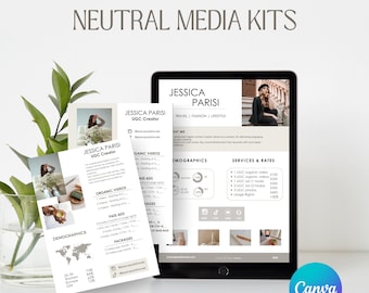 4 mediakit-sjablonen voor bloggers en influencers | 2 maten beschikbaar | Bewerkbaar | Canvas | Sjabloon voor influencer-tarieven | Persmap voor bloggers