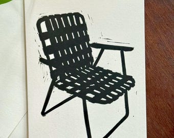 Chair Handmade linocut greeting card