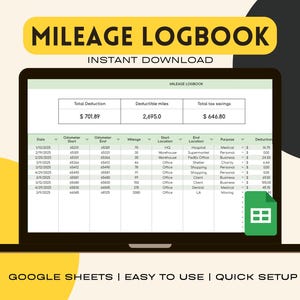 Mileage Log Template Spreadsheet for Google Sheets Log, Mileage ...