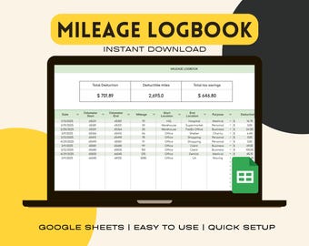 Mileage Log Template Spreadsheet for Google Sheets Log, Mileage Calculator, Mileage Tracker, Small Bussiness Mileage, Travel Chart, IRS Rate