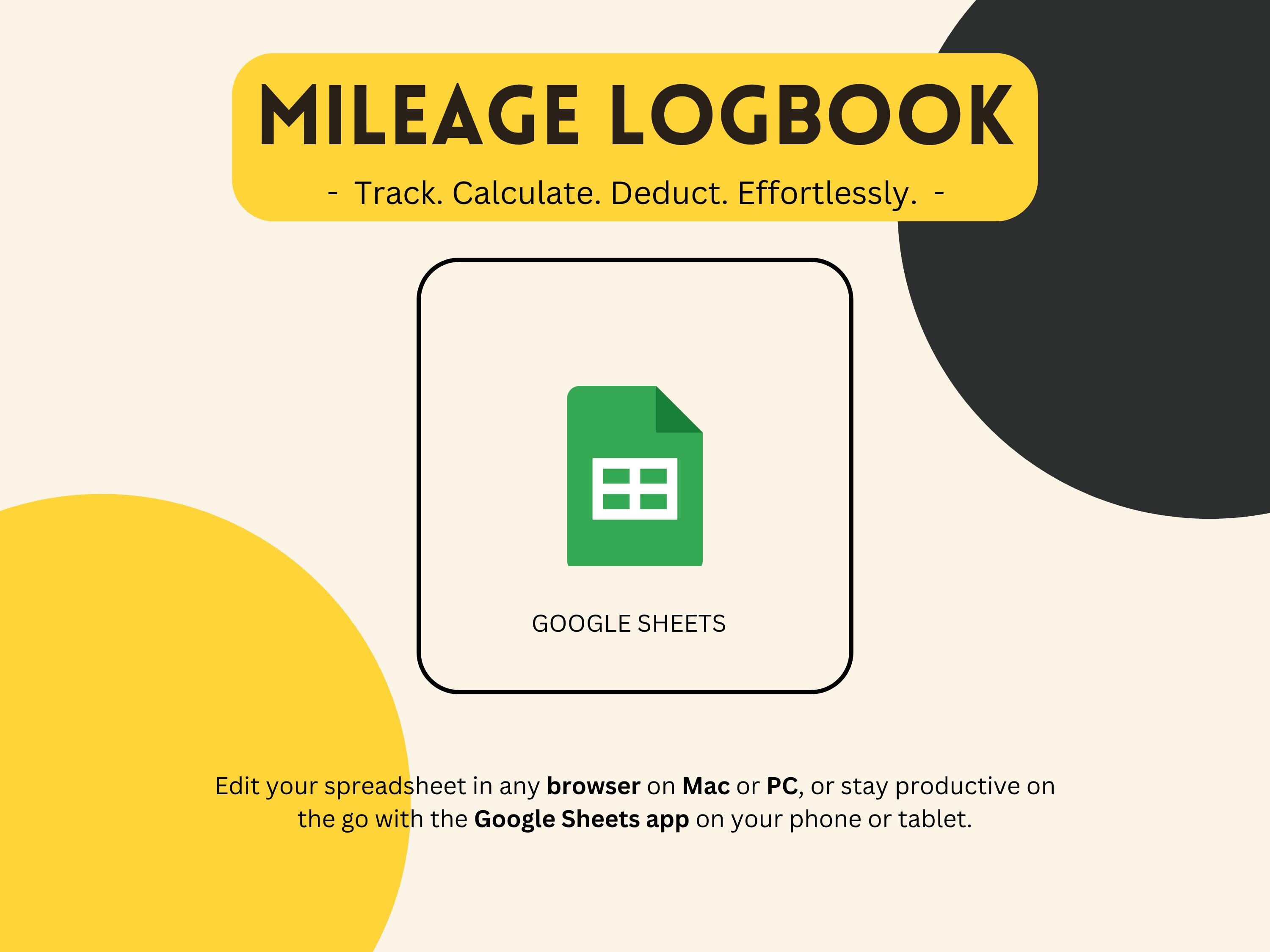 Mileage Log Template Spreadsheet for Google Sheets Log, Mileage ...