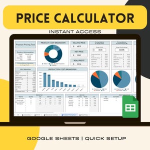 Product Pricing Calculator | Google Sheets Cost & Profit Tracker | Handmade and Small Business Pricing Spreadsheet | Material Labor Tax Tool