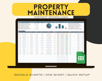 Property Maintenance tracker spreadsheet | Landlord repair log & schedule | editable google sheets template | Building management