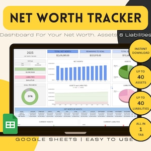 Net Worth Tracker Spreadsheet | Comprehensive Financial Dashboard | Assets & Liabilities Spreadsheet | Personal Finance Planning Template