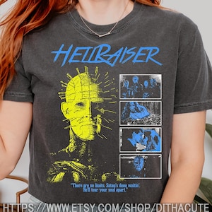 Comfort Colors Hell Horror Movie Graphic Tee, Pin Head Film Inspired T-Shirt