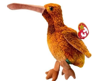 Vintage Ty Beanie Baby Beak the Kiwi Bird PE Pellets wypchana zabawka dla zwierząt