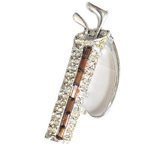Vintage Silver Tone Rhinestone Golfers Golf Clubs Bag Brooch Pin