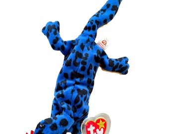 Antyczna figurka Beanie Baby Lizzie the Lizard z 1995 roku, wycofana z użytku, kolekcjonerska, z kulkami z PVC