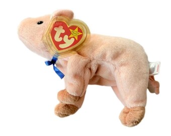 Vintage TY Beanie Baby KNUCKLES the Pig Wycofana zabawka pluszowa kolekcjonerska