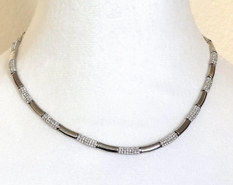 Naszyjnik Choker z metalu w kolorze srebra vintage