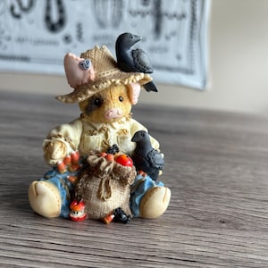 Vintage Enesco Denna lilla gris Dela kråka Fågelskrämma Halloween TLP-figur