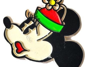 Vintage Disney Minnie Head Plastic Brooch Pin