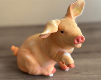 Vintage Resin Happy Pig With Shovel so Cute! - Etsy