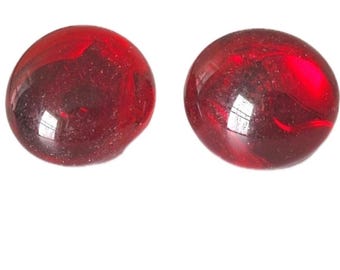 Vintage Cherry Red Art Glass Kolczyki ze srebra próby 925 Biżuteria Fused