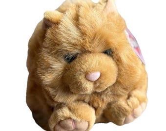 Vintage Copyright 1994 MJC Swibco Puffkins Cinnamon The Tan Cat Plysch Taggfel