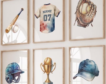 Custom Baseball Poster, Personalized Baseball Jersey, Baseball Print, Boys Bedroom Decor, Baseball Gifts, Baseball Room Decor, Baseball Art