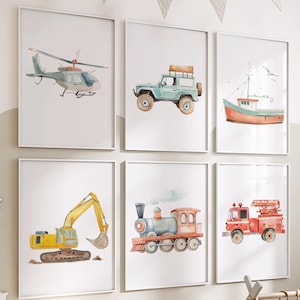 Transport vehicle prints, construction vehicle prints, Boy room wall art, Boy nursery cars decor, Truck prints, Transportation nursery decor