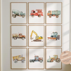 Construction vehicle prints, Transport vehicle prints, Boy room wall art, Boy nursery cars decor, Truck prints, Transportation nursery decor