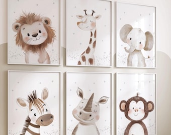 Set of 6 printables safari nursery animals,Safari animal prints,Baby safari animals,Jungle nursery,Neutral nursery,Jungle nursery decor