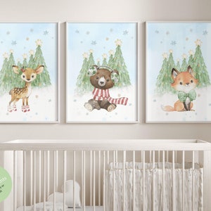 Woodland Nursery decor, Christian nursery, Woodland animals, Gender neutral nursery, Animal posters, Baby animals art, bible verse nursery