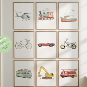 Transportation nursery decor, Construction vehicle prints, Transport vehicle prints, Boy room wall art, Boy nursery cars decor, Truck prints