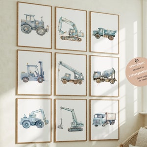 Transportation nursery decor, construction vehicle prints, Transport vehicle prints, Boy room wall art, Boy nursery cars decor, Truck prints
