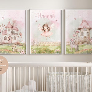 Fairy garden nursery  wall art, Fairy nursery theme decor, Personalized name gift, Tooth fairy, girl bedroom decor, girl fairy wall art