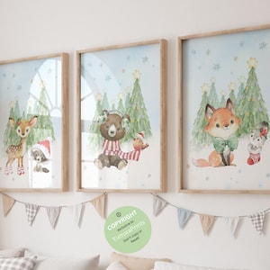 Woodland Nursery decor, Christian nursery, Woodland animals, Gender neutral nursery, Animal posters, Baby animals art, bible verse nursery