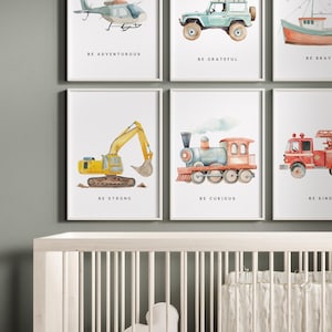 Transport vehicle prints, construction vehicle prints, Boy room wall art, Boy nursery cars decor, Truck prints, Transportation nursery decor