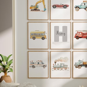 Transportation nursery decor, Transport vehicle prints, construction vehicle prints, Boy room wall art, Boy nursery cars decor, Truck prints