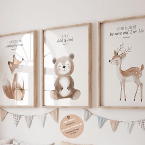Christian nursery, Woodland Nursery decor, bible verse nursery, Woodland animals, Gender neutral nursery, Nursery wall art, Baby animals art