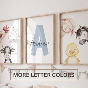 Farm Nursery Printable Art, Farm Animal Prints, Personalized name gift, Farm Playroom Decor, Barn Yard Animals Prints, Kids Room wall Art