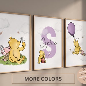 Classic Winnie the Pooh Wall Art, Winnie the Pooh Nursery Wall Art, set of 3, Classic Pooh Baby Decor Wall Art, Nursery wall art