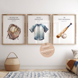 Baseball Wall Art Boy Print Set of 3 Wall Prints Decor Boys Room Decor sports game theme Room Decor Nursery Boy Kids baseball poster