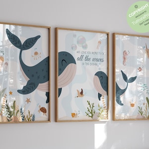 Unter dem Meer Kinderzimmer Drucke, Meerestiere Poster, Walfisch Bild, Wal Bild, Wal Kinderzimmer Bild, Wal Bild, Kinderzimmer Poster
