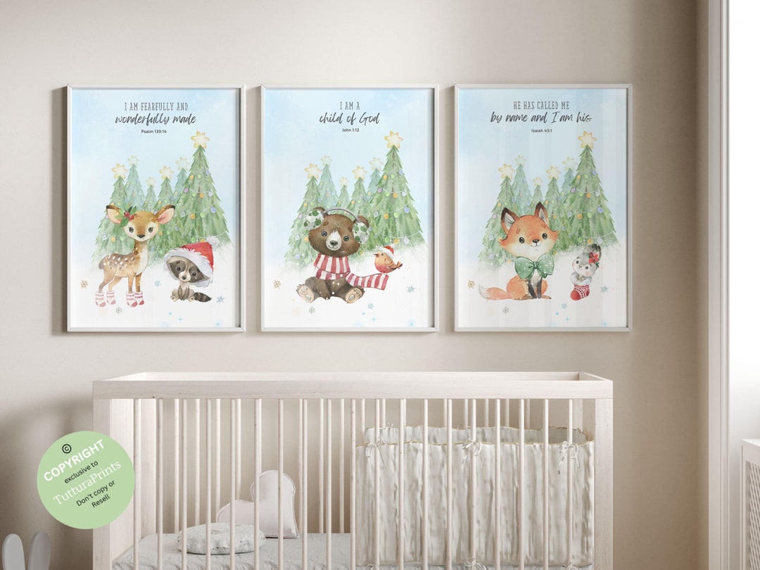 Woodland Nursery Decor, Christian Nursery, Woodland Animals, Gender