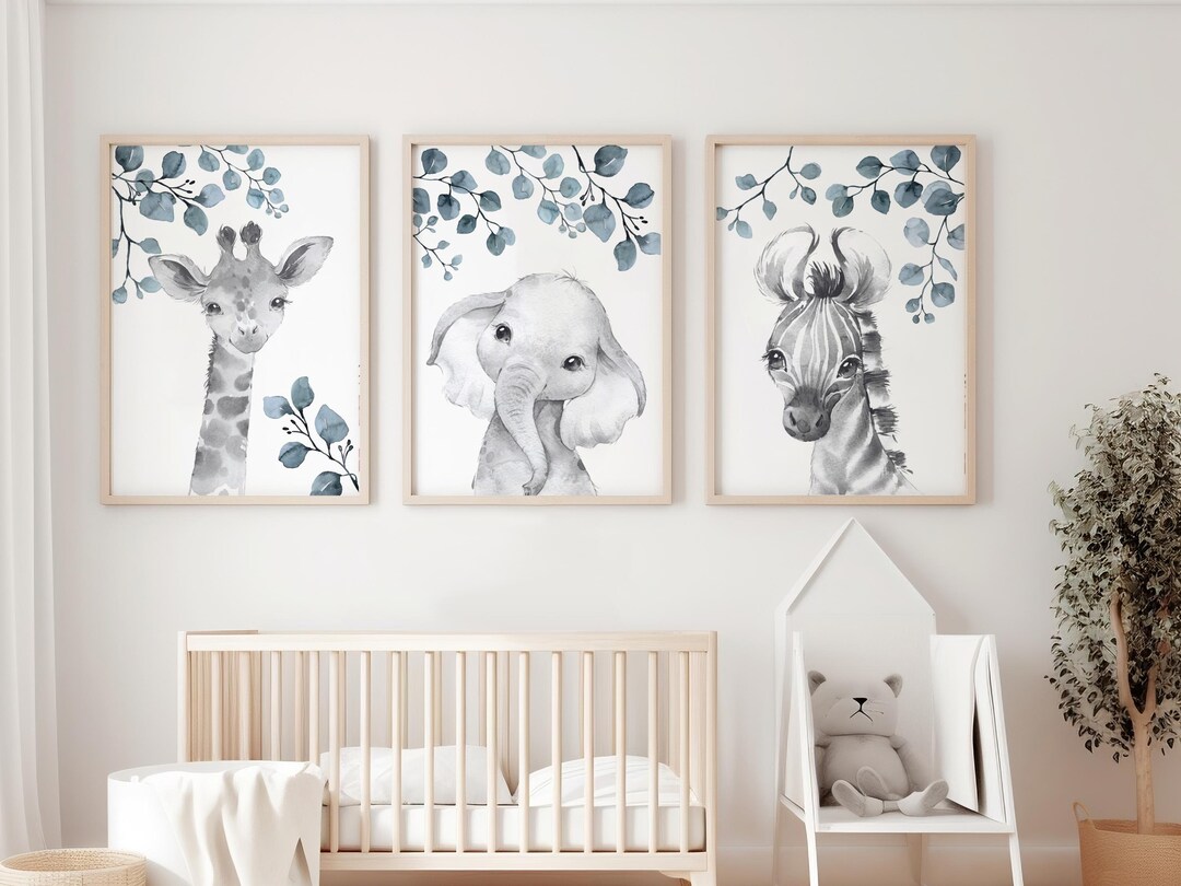Safari Nursery Decor, Jungle Animal Prints, Nursery Wall Art, Set of 3 ...