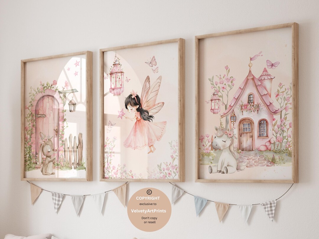Fairy Garden Wall Art, Fairy Art, Set of 3, Nursery Fairy Theme Decor ...